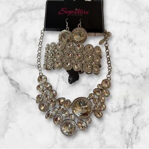 Zi Signature Silver Necklace and Earring Set with Matching Zi Bracelet